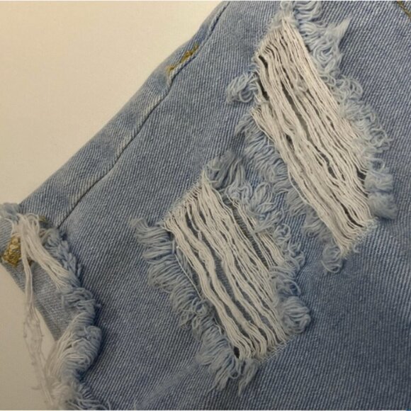 PacSun High-Rise Light Blue Ripped Mom Shorts, 27 - Picture 5 of 6